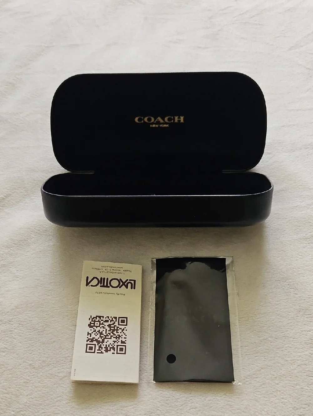 COACH Black Eyewear Case with Black Cloth and Paper Inserts